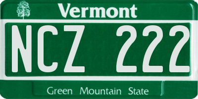 VT license plate NCZ222