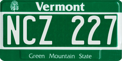 VT license plate NCZ227