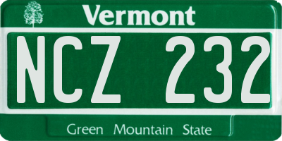 VT license plate NCZ232
