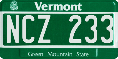 VT license plate NCZ233