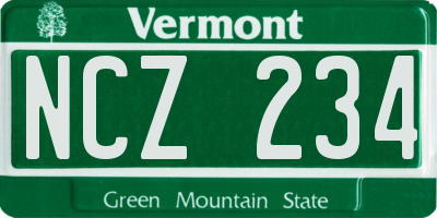 VT license plate NCZ234