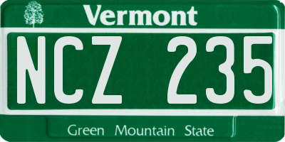VT license plate NCZ235