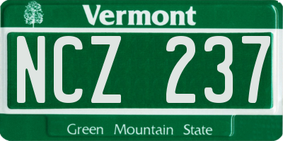 VT license plate NCZ237