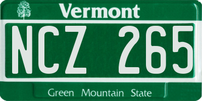 VT license plate NCZ265