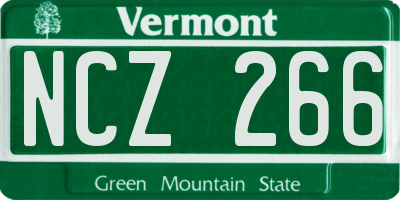 VT license plate NCZ266