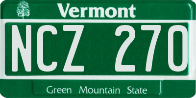 VT license plate NCZ270