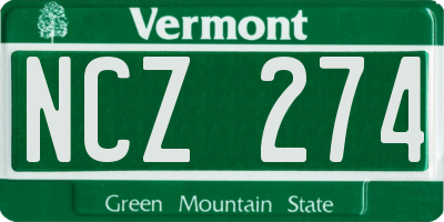VT license plate NCZ274