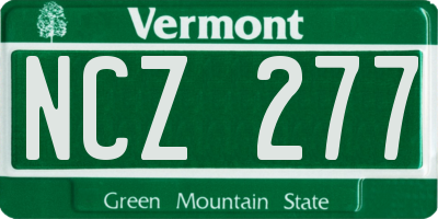 VT license plate NCZ277