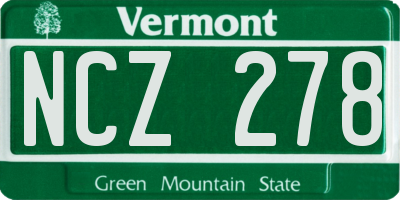 VT license plate NCZ278