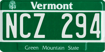 VT license plate NCZ294