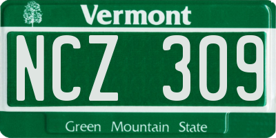 VT license plate NCZ309