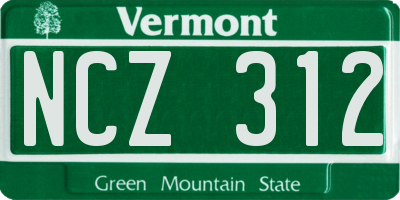 VT license plate NCZ312