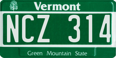 VT license plate NCZ314
