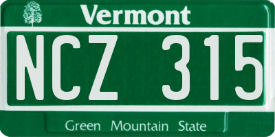 VT license plate NCZ315