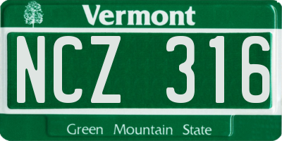 VT license plate NCZ316