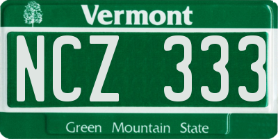 VT license plate NCZ333
