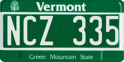VT license plate NCZ335
