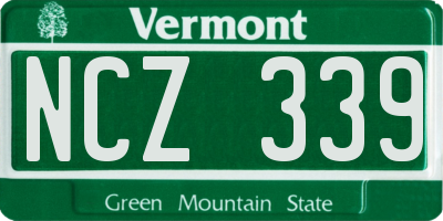 VT license plate NCZ339