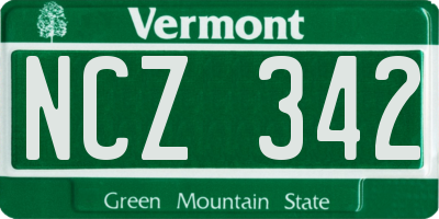 VT license plate NCZ342