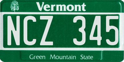 VT license plate NCZ345