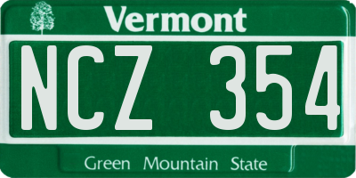 VT license plate NCZ354