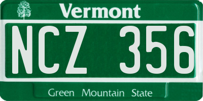 VT license plate NCZ356