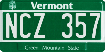 VT license plate NCZ357