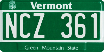 VT license plate NCZ361