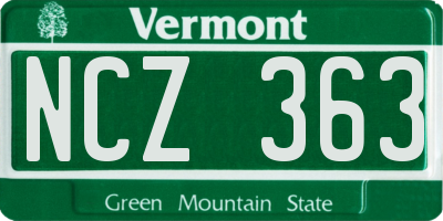 VT license plate NCZ363