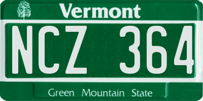 VT license plate NCZ364