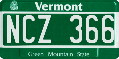 VT license plate NCZ366