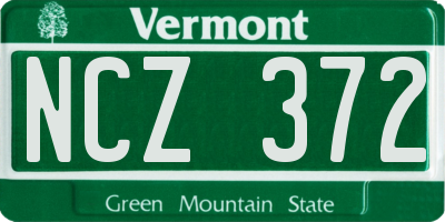 VT license plate NCZ372