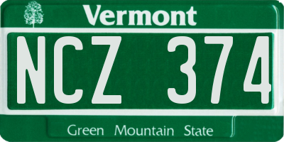VT license plate NCZ374