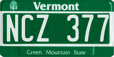 VT license plate NCZ377