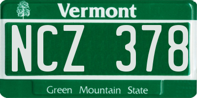 VT license plate NCZ378