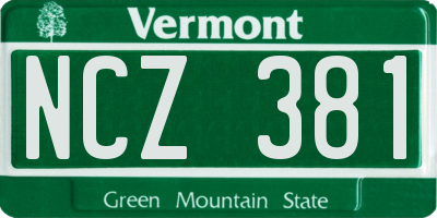VT license plate NCZ381