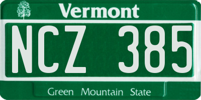 VT license plate NCZ385