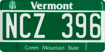 VT license plate NCZ396