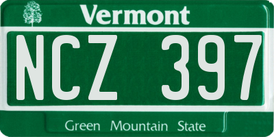 VT license plate NCZ397