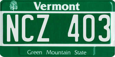 VT license plate NCZ403