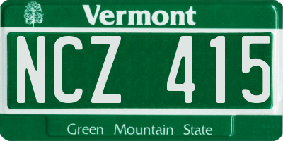 VT license plate NCZ415