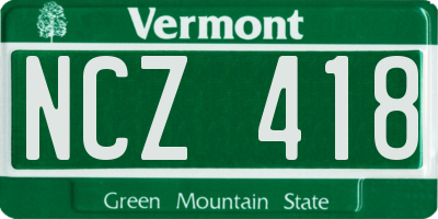 VT license plate NCZ418