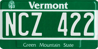 VT license plate NCZ422