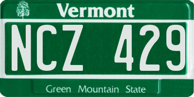 VT license plate NCZ429