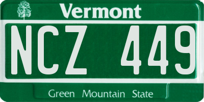 VT license plate NCZ449