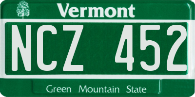 VT license plate NCZ452