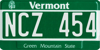 VT license plate NCZ454