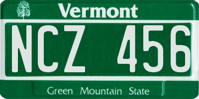 VT license plate NCZ456