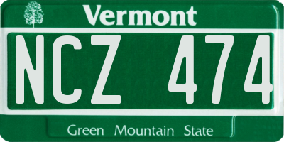 VT license plate NCZ474