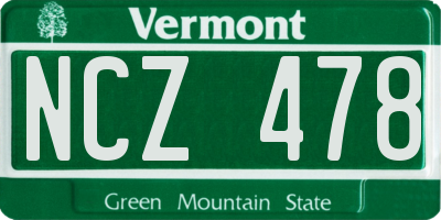 VT license plate NCZ478
